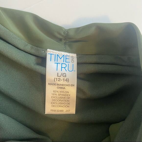 Bikini Bottom Womens L 12-14 Green Floral Embroidered Ruched Boho Side Ties - Picture 7 of 12